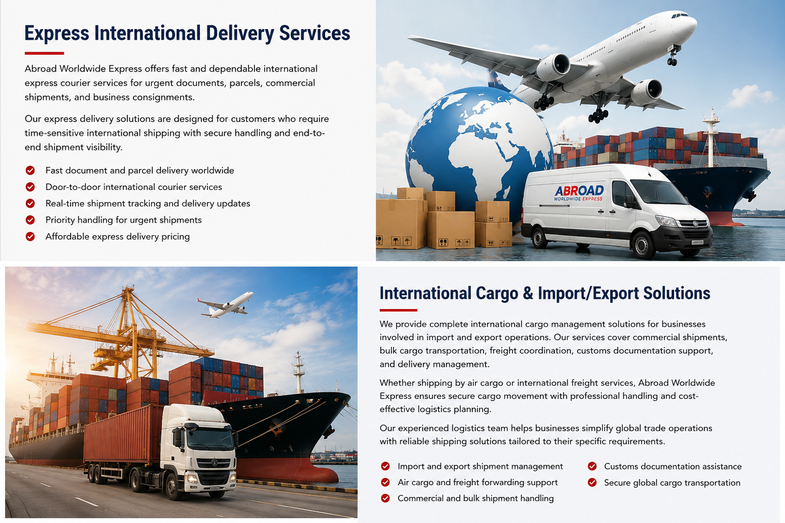 International express courier delivery